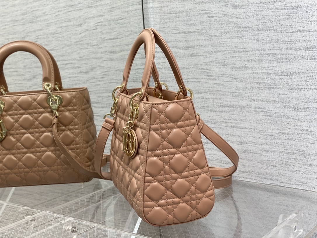 Medium Lady Dior Bag Biscuit Cannage Lambskin